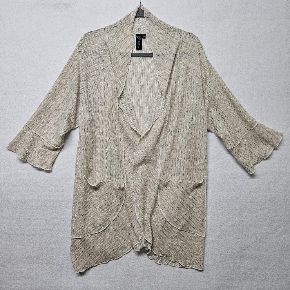 Focus Casual Life Open Front Cardigan Linen Relaxed Minimalist Lagenlook Flared